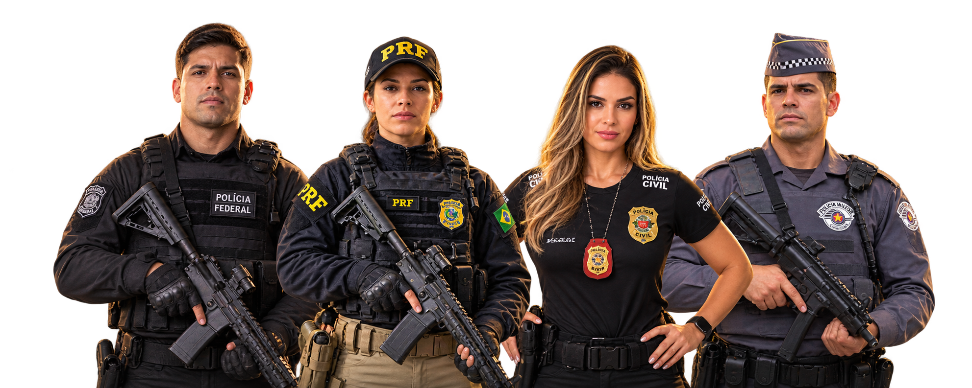 Personagens que representam carreiras na Polícia Federal, Rodoviária Federal, Civil e Militar